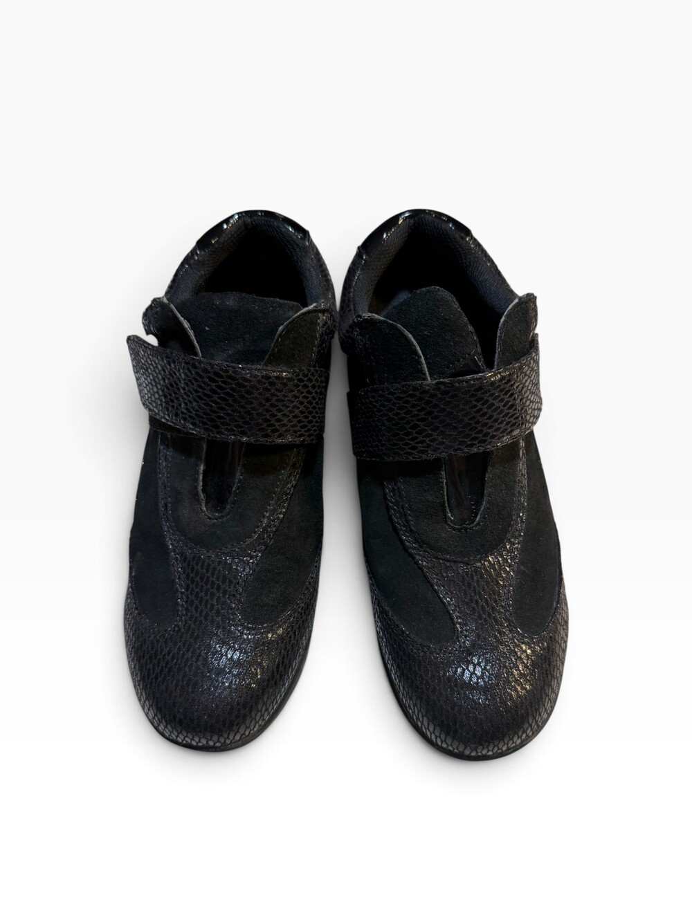 Sporto Women's Black Suede Snake Print Mary Jane Shoes, Size 8M, Hook & Loop